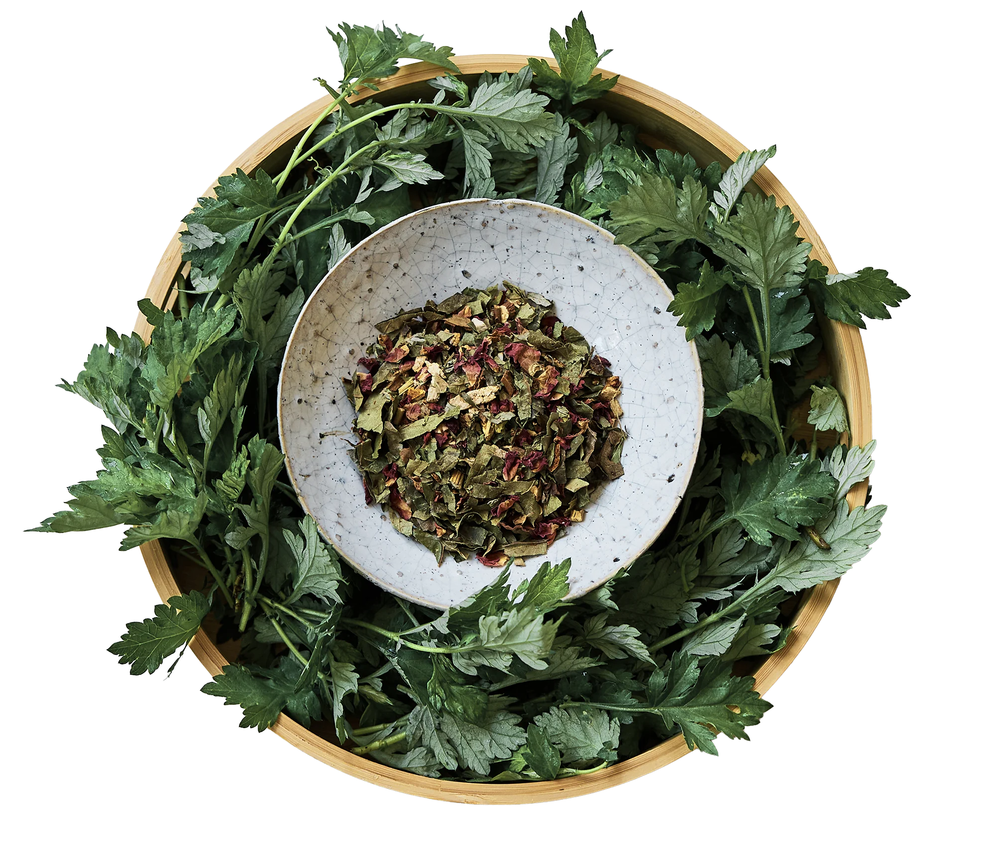 よもぎとハーブの盛り付け写真（主要成分のイメージ）