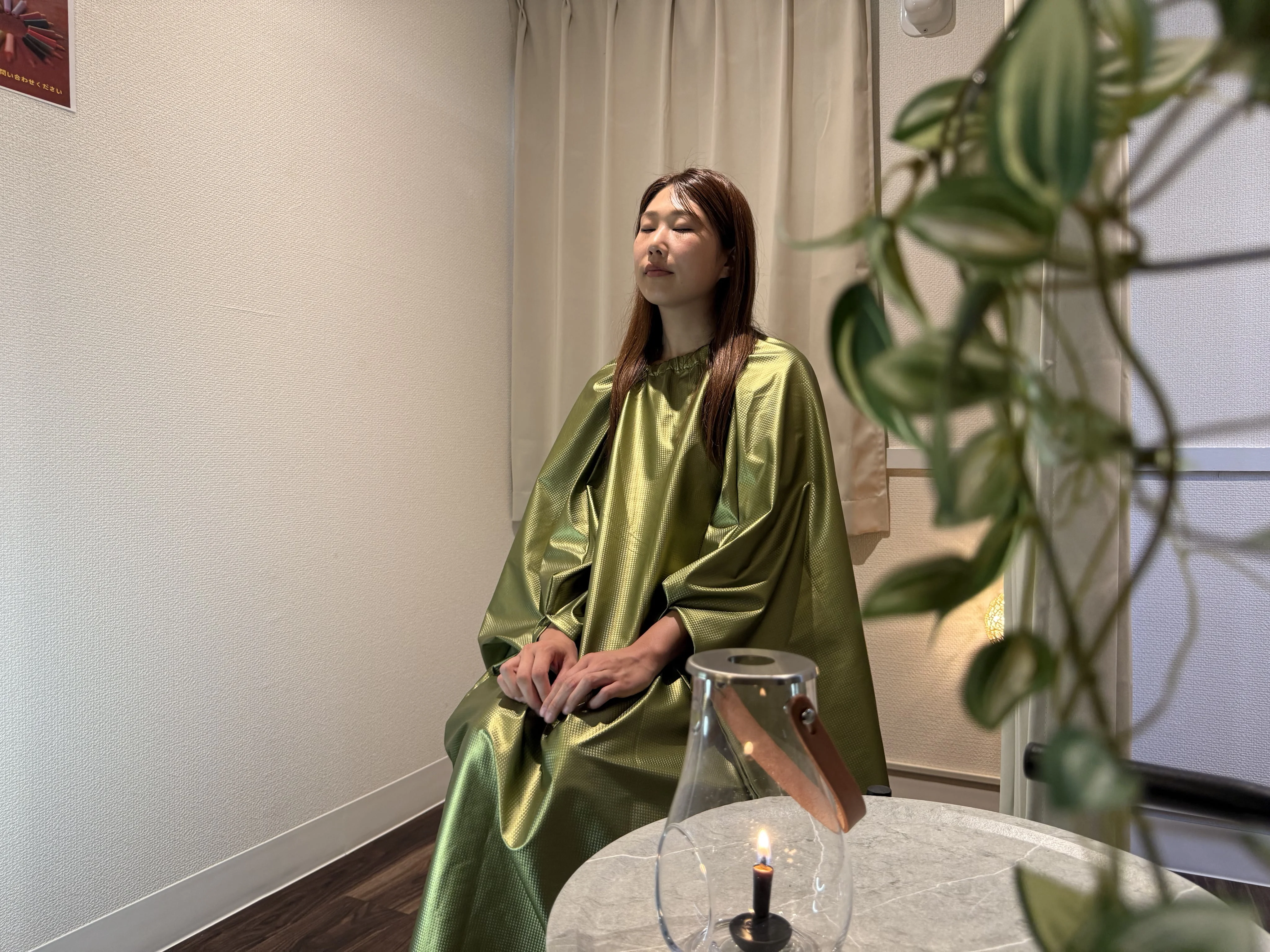 初回：体を温めリラックスする様子